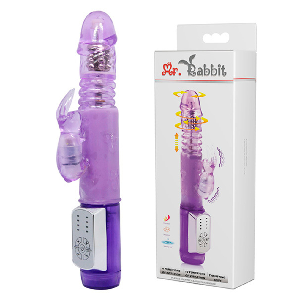 Фиолетовый мультифункциональный вибратор-кролик 24см Baile Mr Rabbit BW-037351