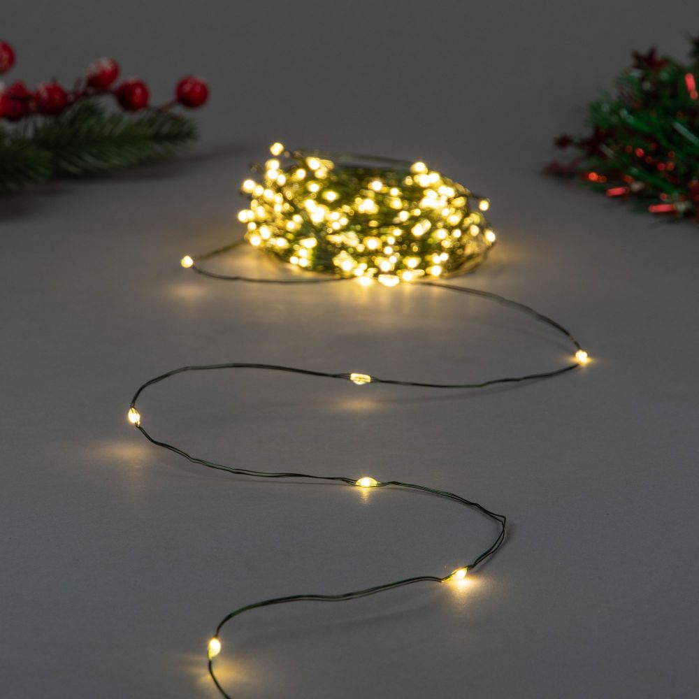 ULD-S20000-2000-DGA WARM WHITE IP20 DEW Гирлянда светодиодная Роса. 200м. 2000 светодиодов. Теплый белый свет. Провод зеленый. ТМ Uniel