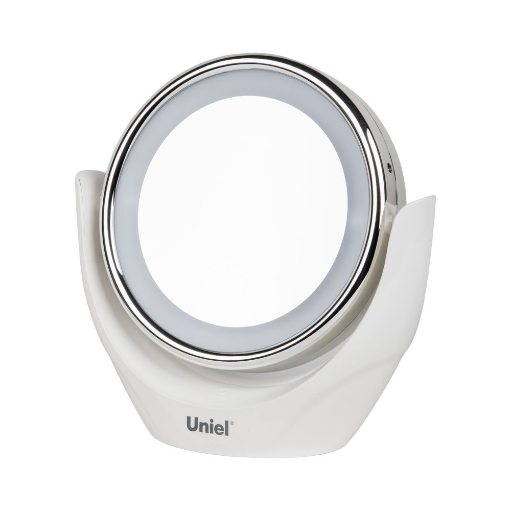 TLD-592 White-LED-13Lm-6000K-3АА Настольный светильник зеркало. На батарейках 3AAне в-к. Сенсорный выключатель. Белый. ТМ Uniel