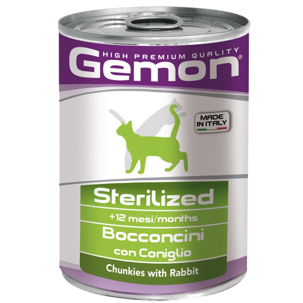 Gemon Cat Sterilised консервы для стерилизованных кошек кусочки кролика (415 г)