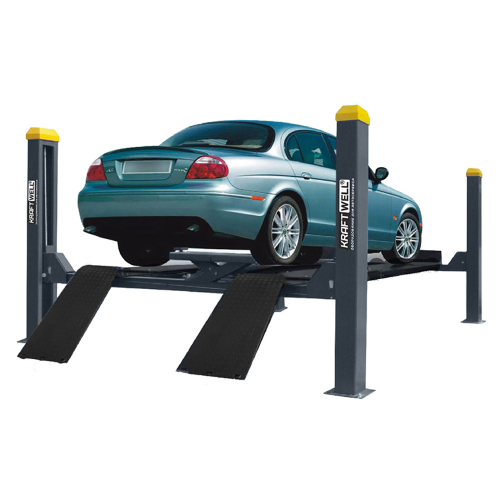 Подъемник четырехстоечный г/п 4 тонны, платформы для сход-развала KraftWell KRW4WA