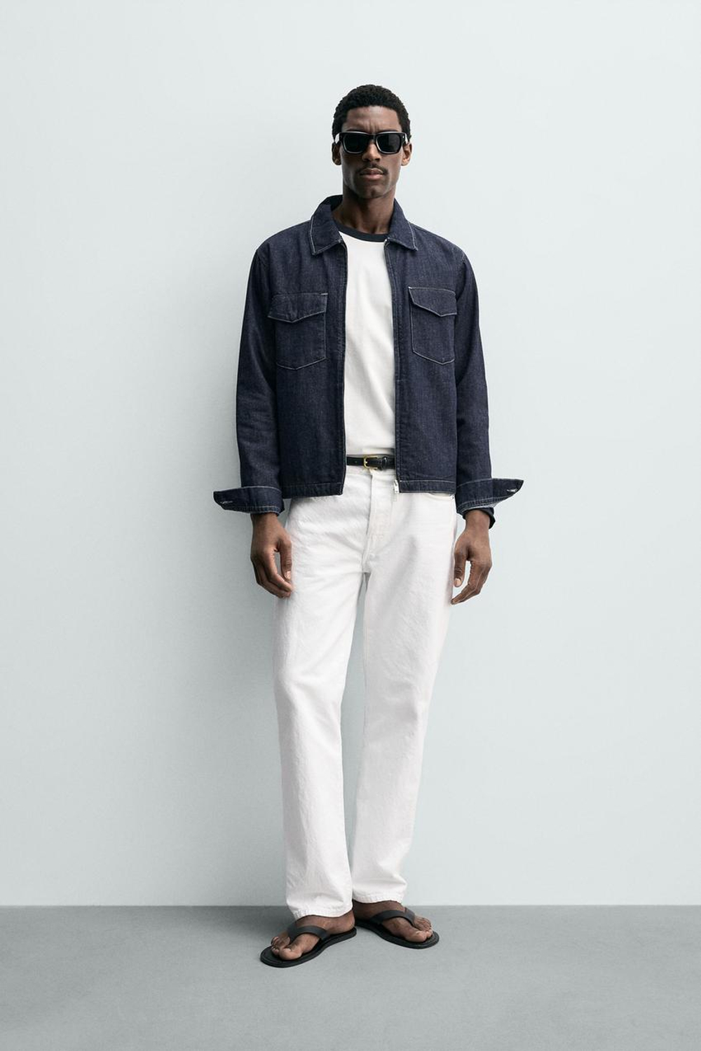 ZARA ДЖИНСОВАЯ КУРТКА-РУБАШКА НА МОЛНИИ, ИНДИГО