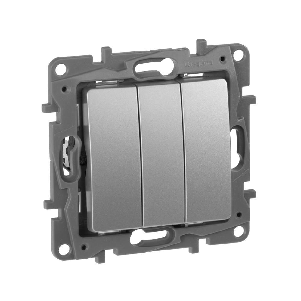 Выключатель трёхклавишный 10А 250В алюминий ETIKA Legrand