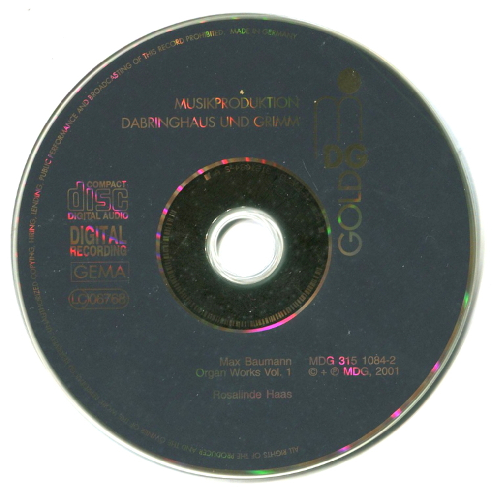 Rosalinde Haas / Max Baumann: Complete Organ Works Vol. 1  (DVD Audio)