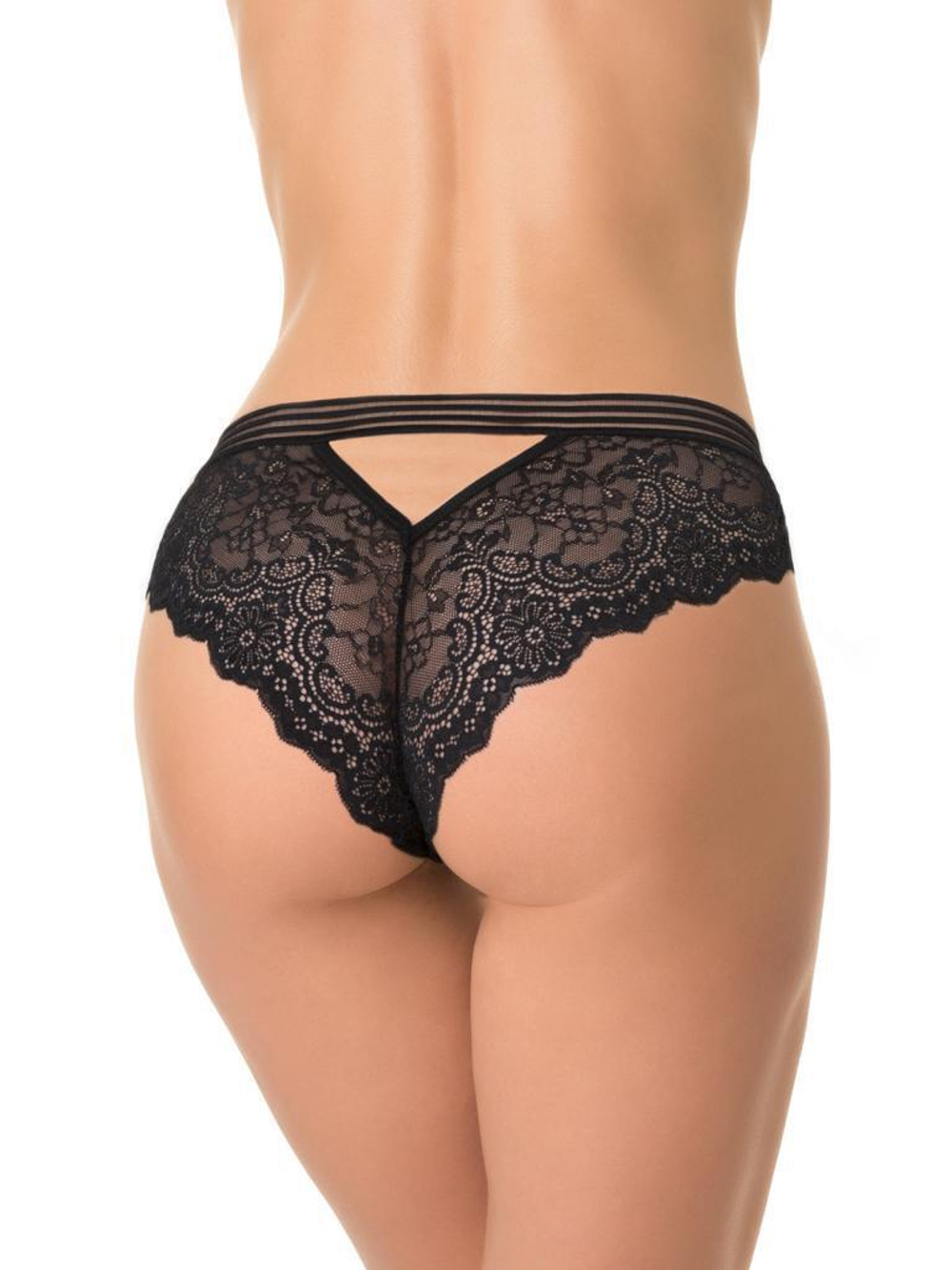 Соблазнительные кружевные трусики-бразилиана (Размер: XL) (Цвет: белый с серым)