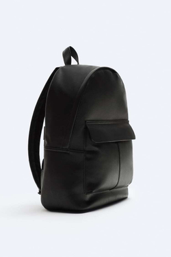 ZARA РЮКЗАК С КЛАПАНОМ И КАРМАНОМ, ЧЕРНЫЙ