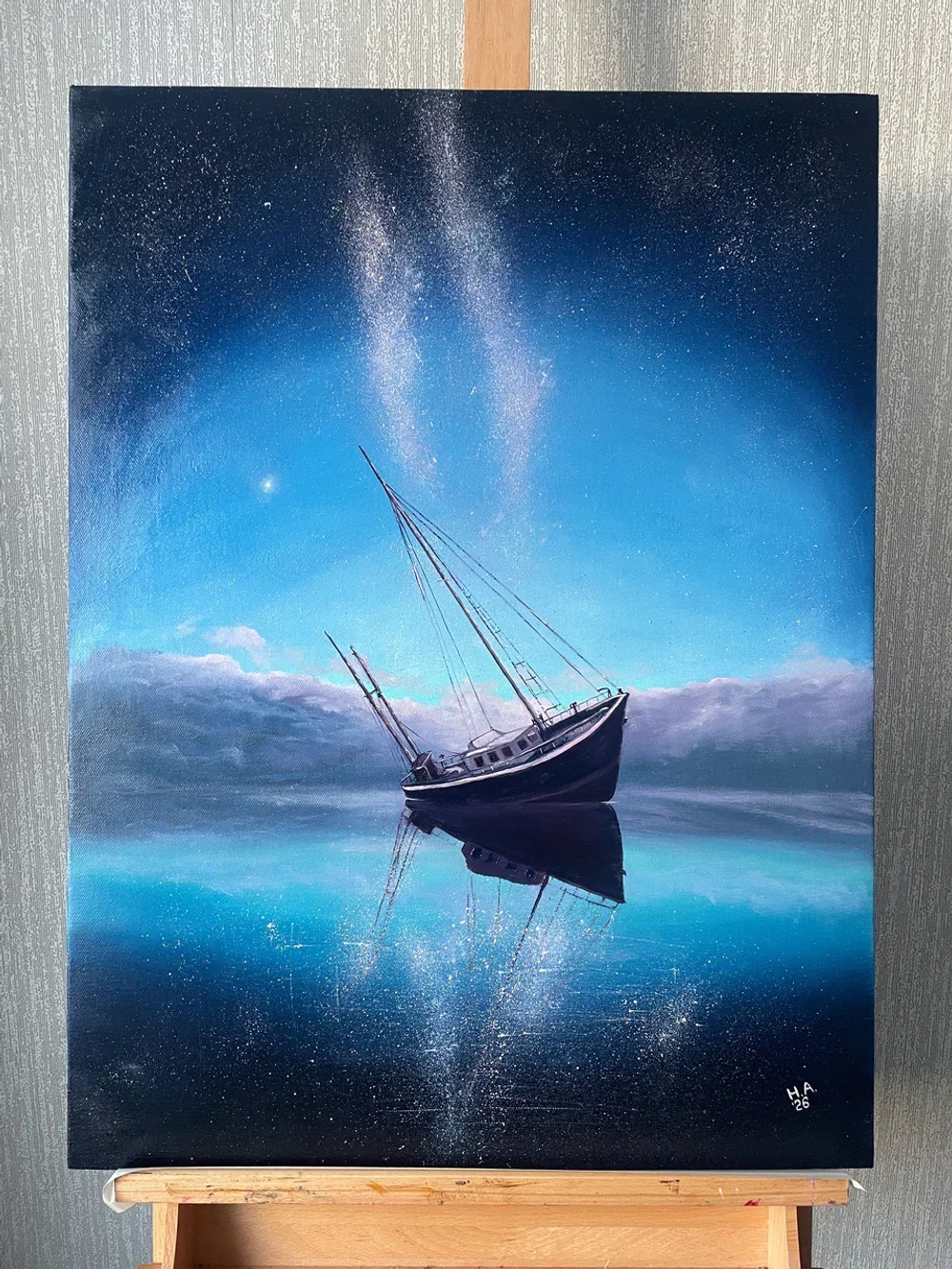 Картина маслом на холсте "Звёздный причал" 80х60 см. Деревянный подрамник. Художник Наталия Осадчук