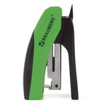 Степлер №10 МИНИ BRAUBERG "Soft", до 12 листов, с резиновой накладкой и антистеплером, черно-зеленый, 226858