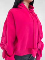 Толстовка LJHY 8315 однотонная со сборкой и сердечками на рукавах