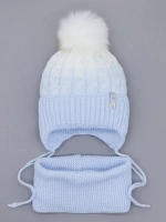 Шапка зимняя вязаная с помпоном и снуд детский