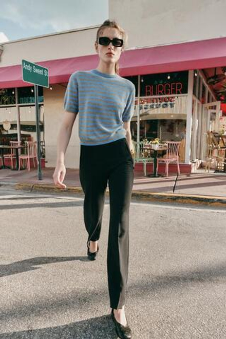 ZARA БРЮКИ С ВЫСОКОЙ ПОСАДКОЙ, ЧЕРНЫЙ