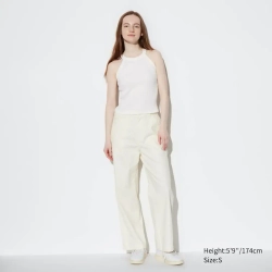 UNIQLO УКОРОЧЕННЫЙ ТОП-БЮСТГАЛЬТЕР В РУБЧИК, БЕЛЫЙ