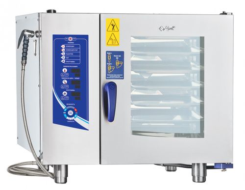 11000035623 Абат Пароконвектомат ПКА 6-1/1ВМ2 (инжекционный, 6хGN-1/1, память на 110 программ приготовления, без г/емкостей, 3-х-канальный щуп, регулировка влажности, 5 скоростей вращения вентилятора, лицо нерж.)