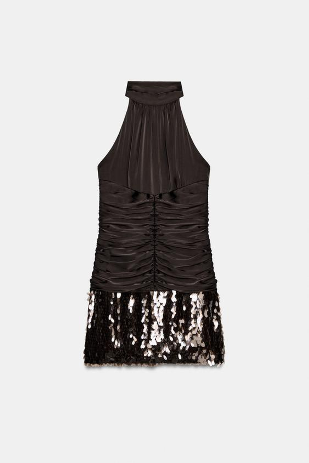 ZARA КОРОТКОЕ ПЛАТЬЕ С ПАЙЕТКАМИ, КОРИЧНЕВЫЙ