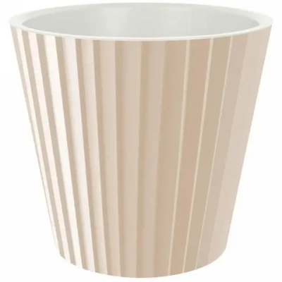Горшок для цветов пластиковый 5,8л d-23см «Sand» c дренажной вставкой, молочный шоколад
