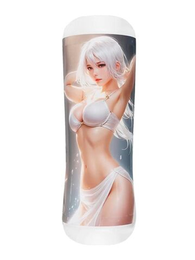 Двусторонний мастурбатор в колбе аниме - вагина и ротик (Цвет: телесный)