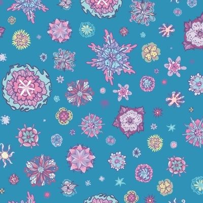 Абстрактные цветы на бирюзовом