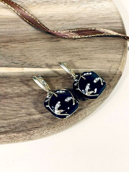 Серьги подвески с эмалью