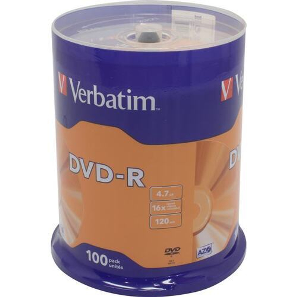 Диск DVD-R Disc Verbatim 4.7Gb 16x <уп. 100 шт> на шпинделе <43549>