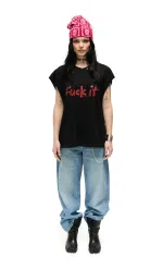 Купить Футболка Kraizy Stripes Без рукавов Fuck It черная Футболка Kraizy Stripes Без рукавов Fuck It черная