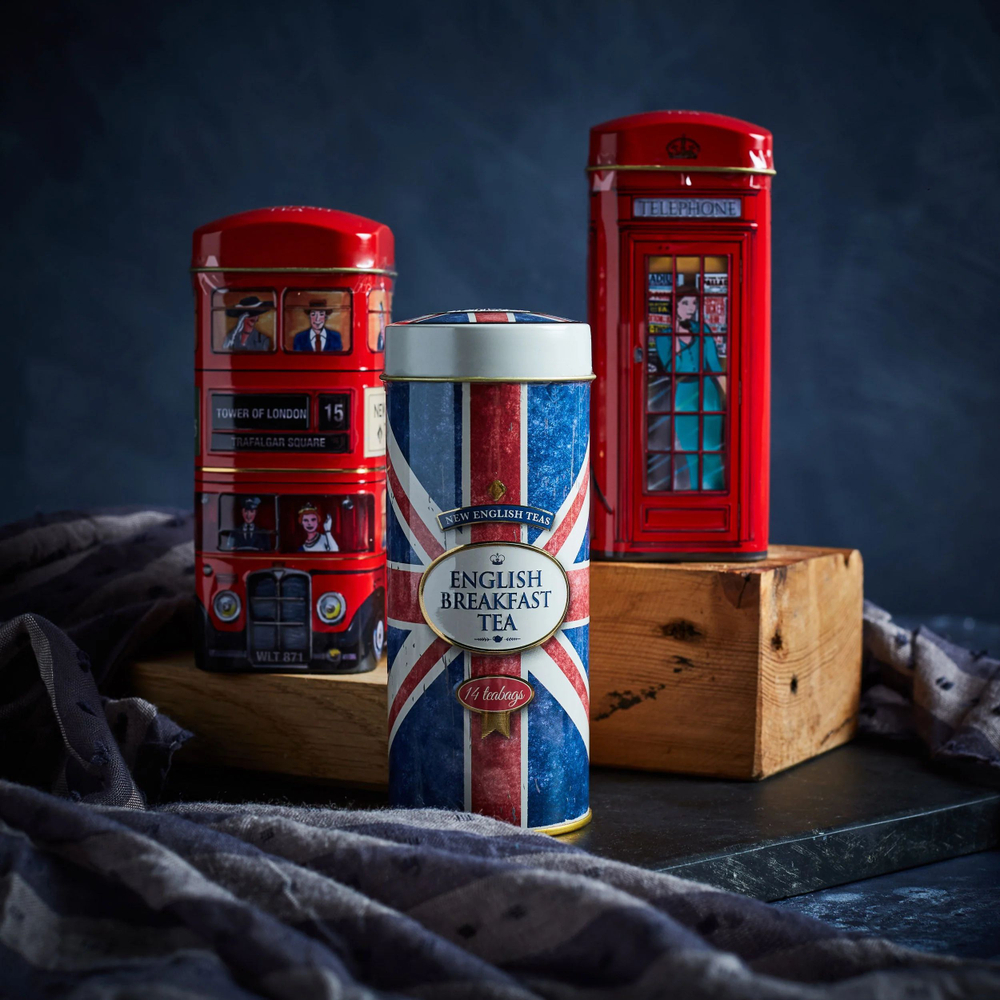 New English Teas Набор чая в пакетиках Triple English Sights Tea Tin Gift Pack, 42шт