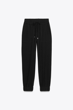 ZARA БРЮКИ С МАНЖЕТАМИ, ЧЕРНЫЙ