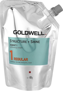 Goldwell Structure + Shine Agent 1 Softening Cream 1 Regular - Смягчающий крем для выпрямления натуральных и трудноподдающихся волос 400 мл