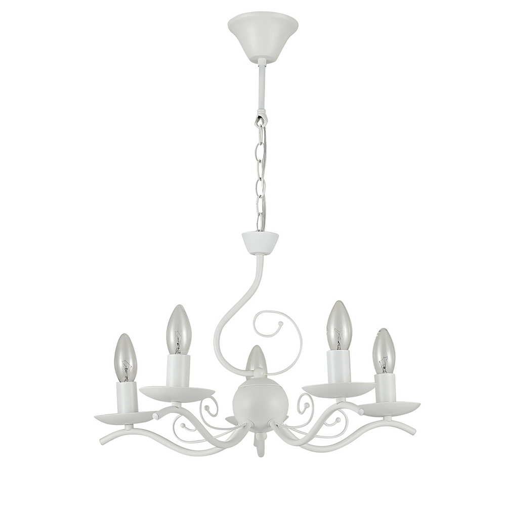 Люстра подвесная 5x40Вт Е14, металл, античный белый