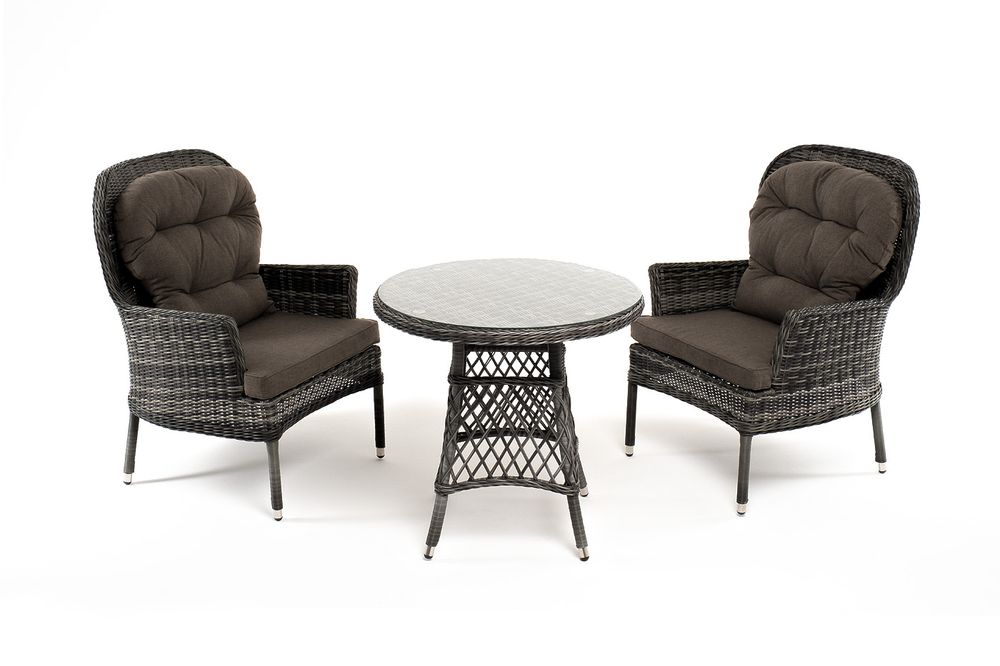 "Алиса" кофейный комплект из искусственного ротанга, цвет графит