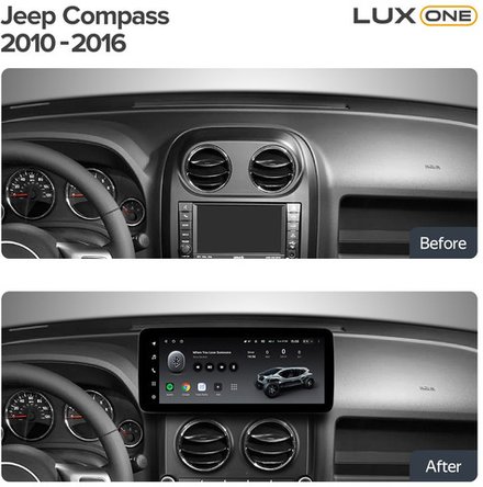Магнитола для Jeep Compass 2011-2015 - Teyes LUX ONE 360 монитор 12.3" 2K QLED на Android 10, 6/128Гб, CarPlay, 4G SIM-слот, 4 камеры в комплекте