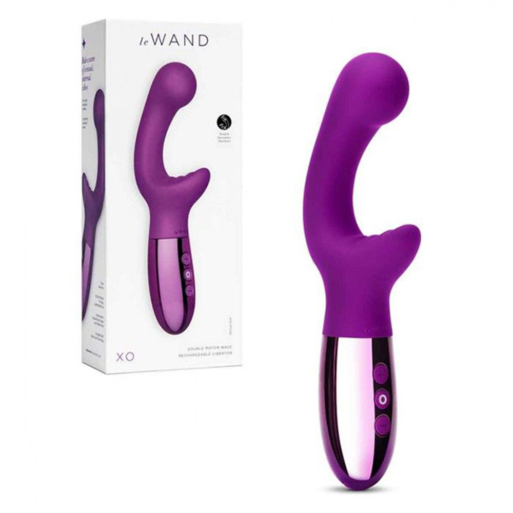 Фиолетовый вибромассажер 19см с двумя моторами Le Wand XO Purple LW-039-CHR