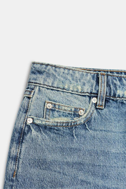 ZARA ДЖИНСОВЫЕ ШОРТЫ Z1975 С РАЗРЕЗАМИ, ВЫЦВЕТШИЙ СИНИЙ