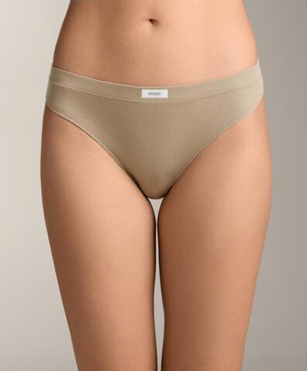 OYSHO Набор из двух классических трусиков из хлопковой смеси в рубчик с логотипом, салатовый