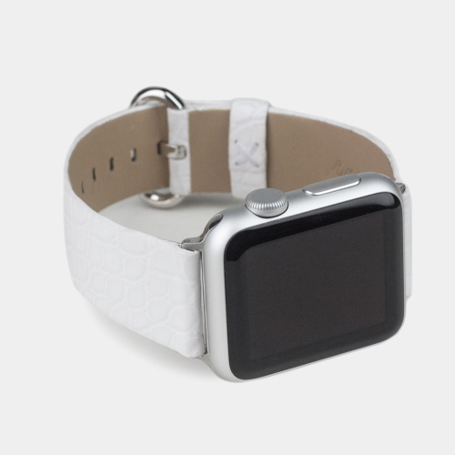 Ремешок для Apple Watch 40/41/42 mm из кожи аллигатора, белого цвета