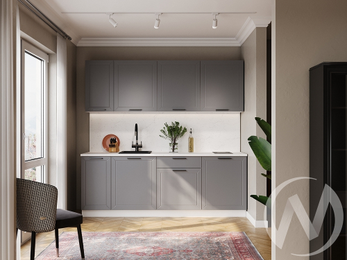 Кухня 2;2 м "Эстер" белый; маренго силк (корпус белый)