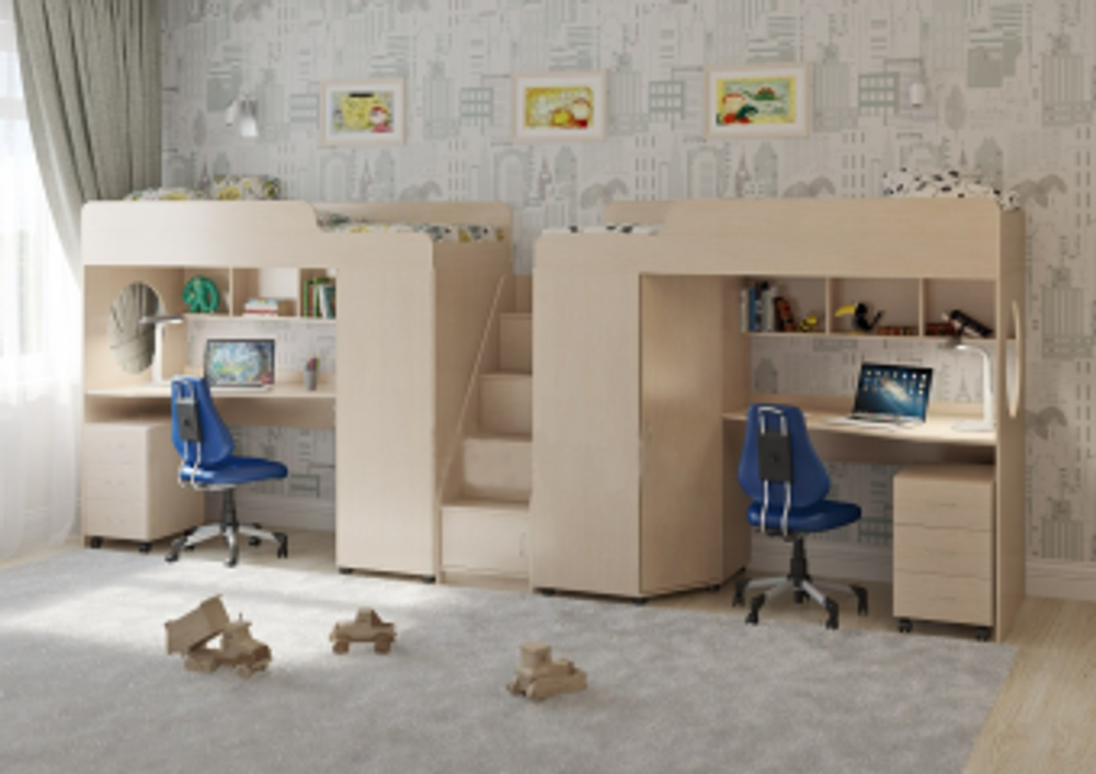 Двухъярусная кровать КарИВи Легенда 4.5 80х190 Дуб Молочный  Дуб Молочный