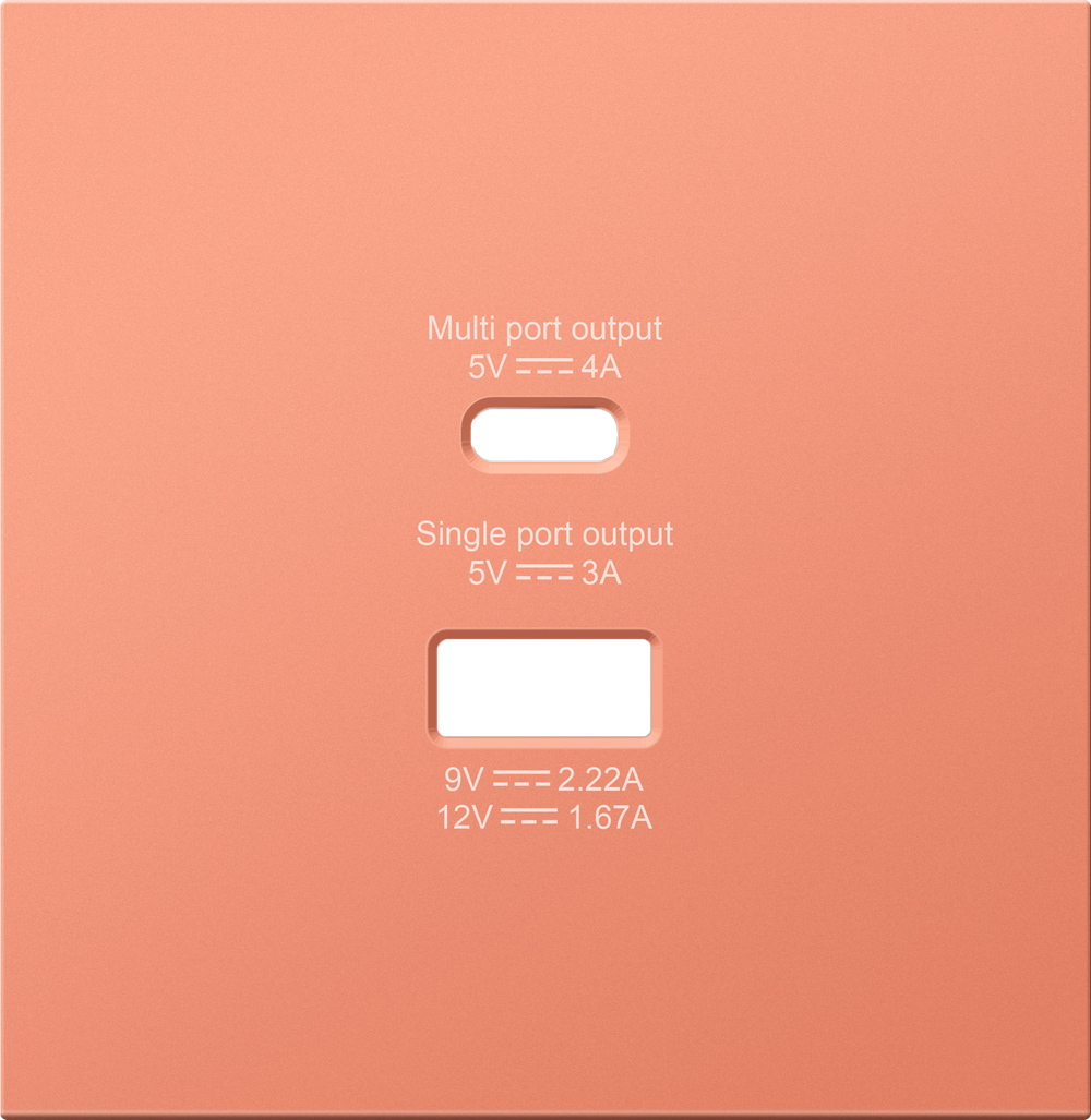 Накладка для розеток USB A+C, матовый коралл, серия R98