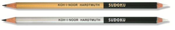 Карандаш чернографитный SUDOKU 1350 с затачиваемым ластиком, 2B, ассорти золото /серебро