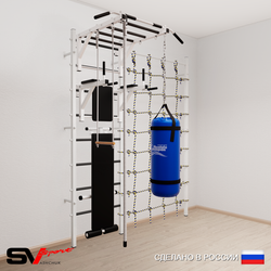Шведская стенка Sv Sport 55630 (Турник рукоход/Брусья/Скамья/Канат/Трапеция/Цепь/Мешок 30кг/Канатный лаз)