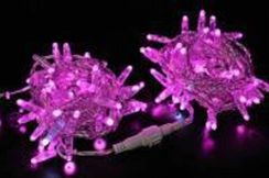 Светодиодная нить 100 розовых LED ламп, 10 м., 220В, мерцание, розовый провод ПВХ, Teamprof (TPF-S10CF-24V-CP/P)