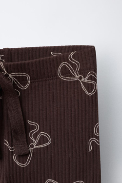 ZARA ЛЕГИНСЫ В РУБЧИК С ПРИНТОМ, ШОКОЛАДНЫЙ