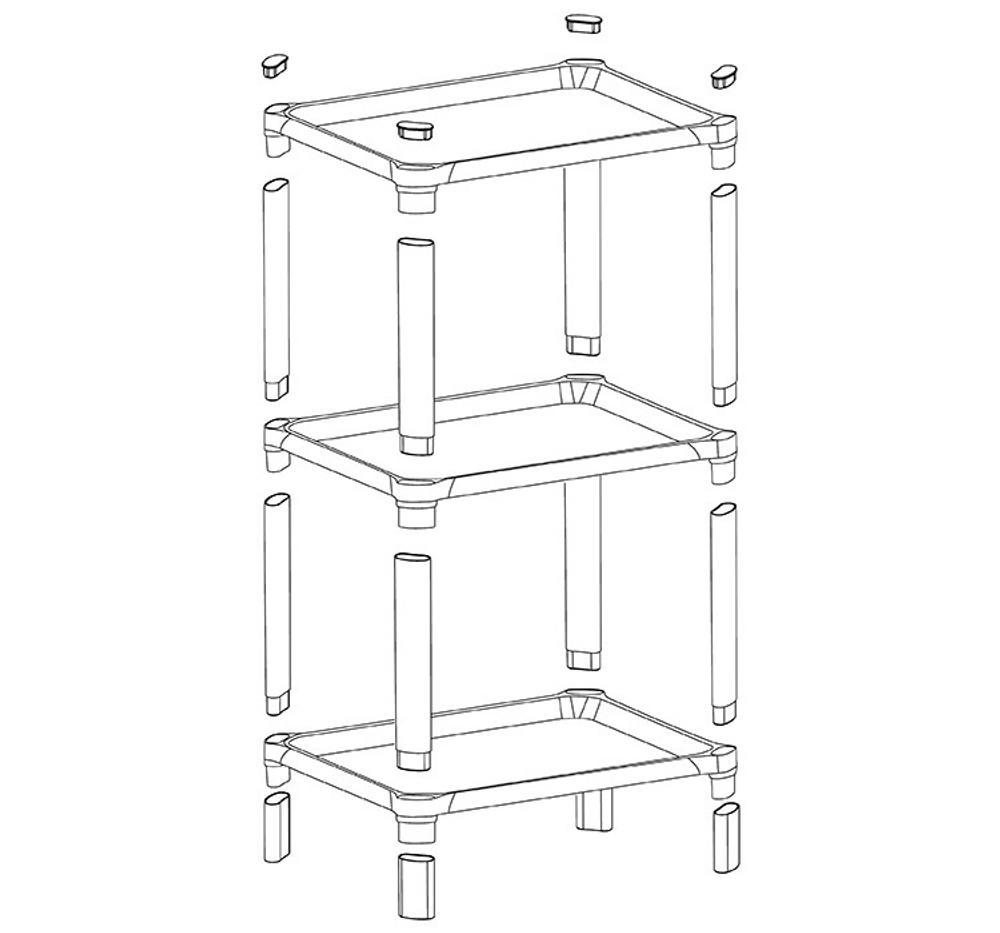 Полка прямоугольная малая (3 секции) 340х280х527