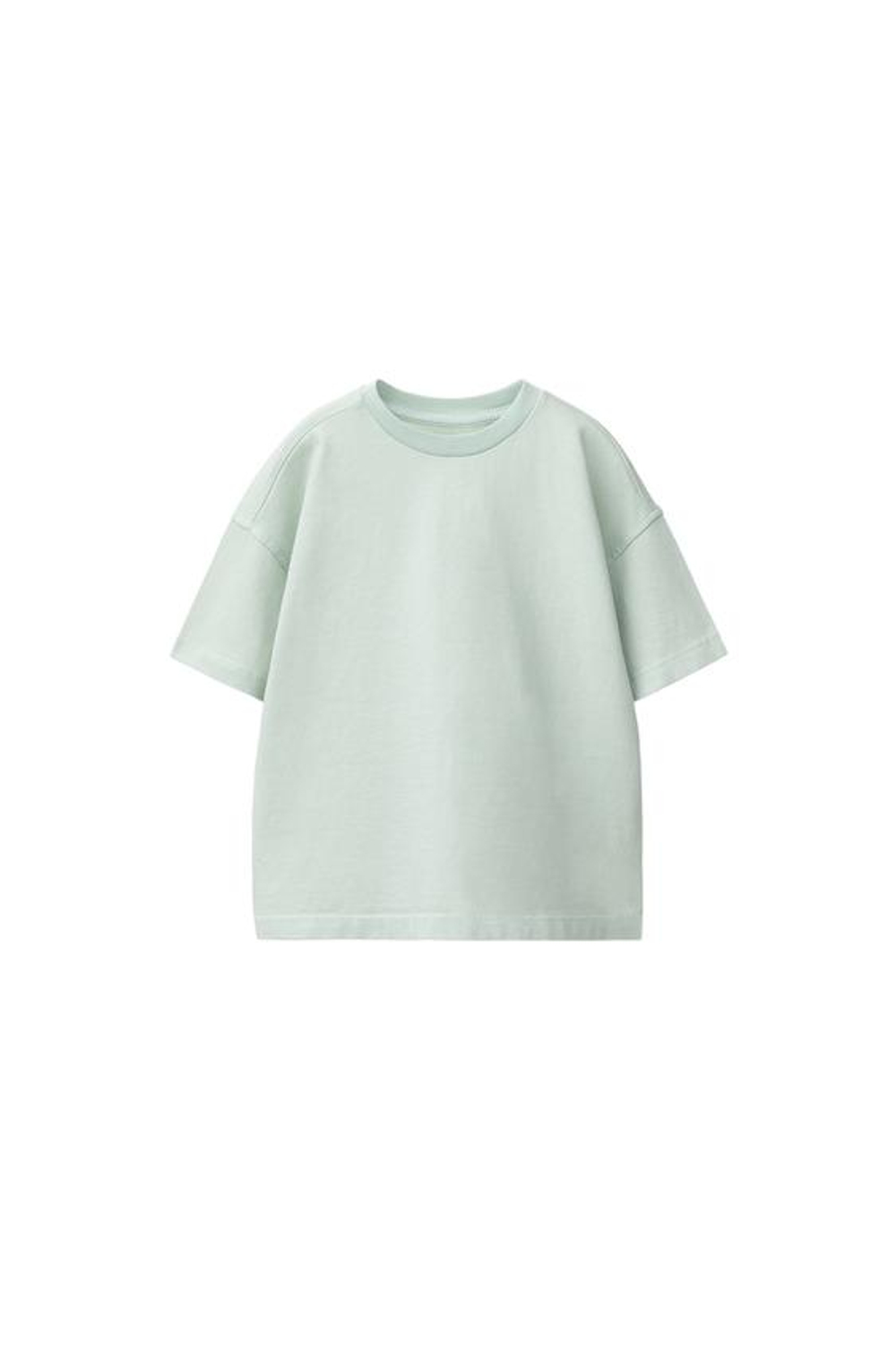 ZARA ОДНОТОННАЯ ФУТБОЛКА, ЛИНЯЛЫЙ ЗЕЛЕНЫЙ