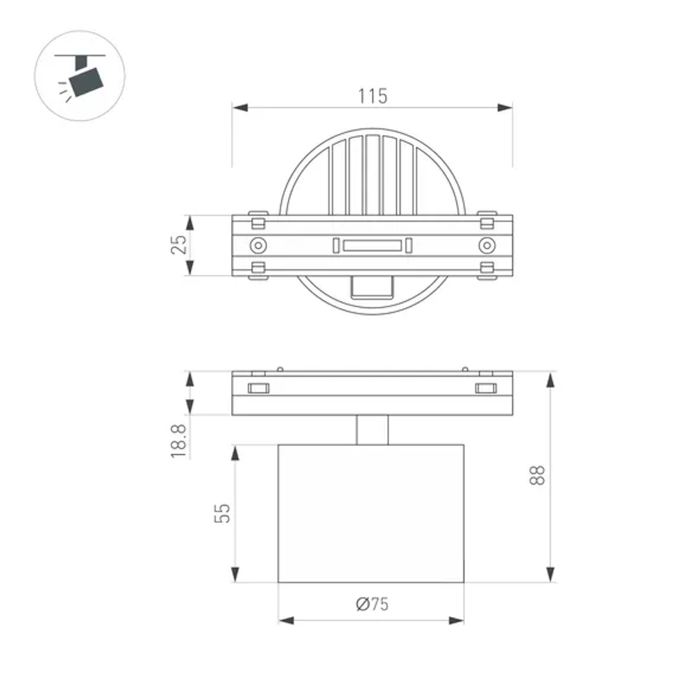 Светильник MAG-VIBE-POINT-R75-10W Warm3000 (BK, 24 deg, 48V) (Arlight, IP20 Металл, 5 лет) 044465