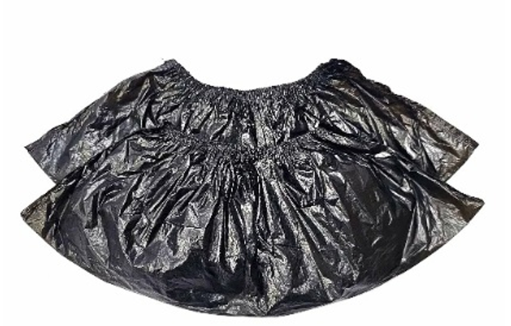 Бахилы чёрные "МАКС" 35мкм 2 резинки (1/1000шт)