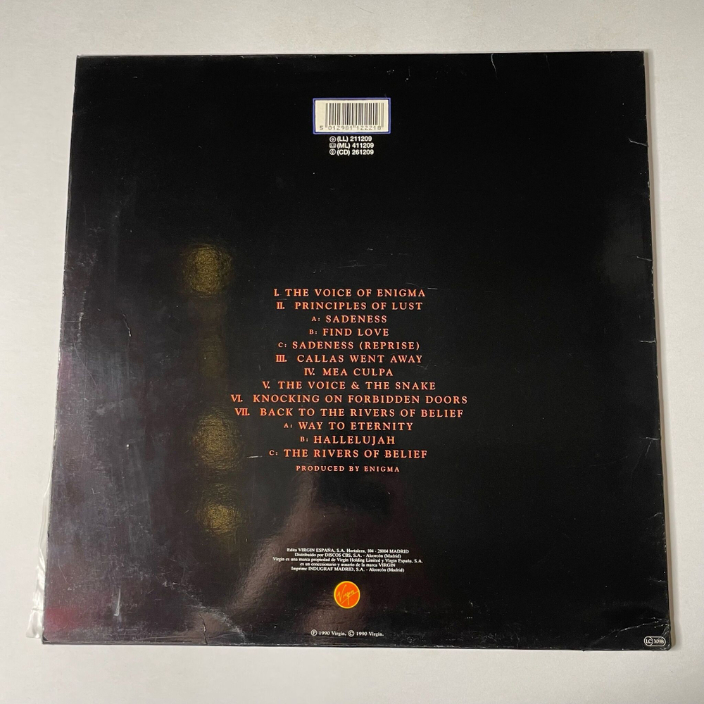 Винтажная виниловая пластинка LP Enigma MCMXC a.D. (Spain 1990) Sadeness