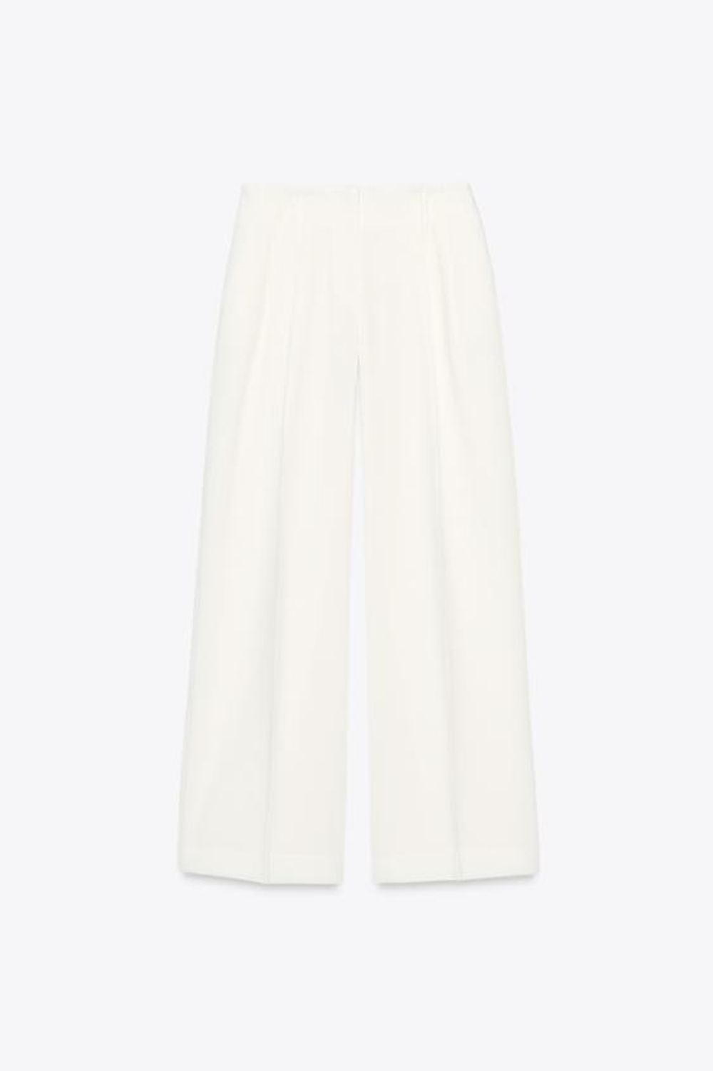 ZARA ШИРОКИЕ БРЮКИ С ЗАЩИПАМИ, ЭКРЮ