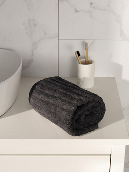 Полотенце махровое DeNASTIA Узкая Волна 500gsm 40x60 100% хлопок, темно-серый