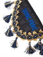 Вымпел тройной DongFeng (экокожа, черный с синими кисточками)