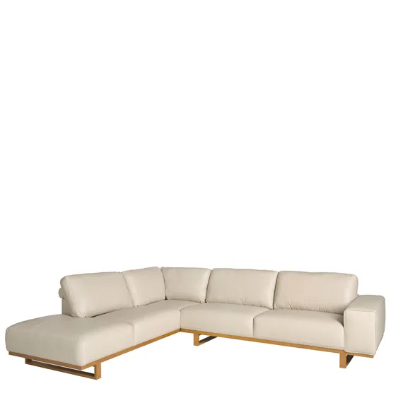 Угловой диван с левым шезлонгом 6204/5603-L-T541011 из песочной кожи